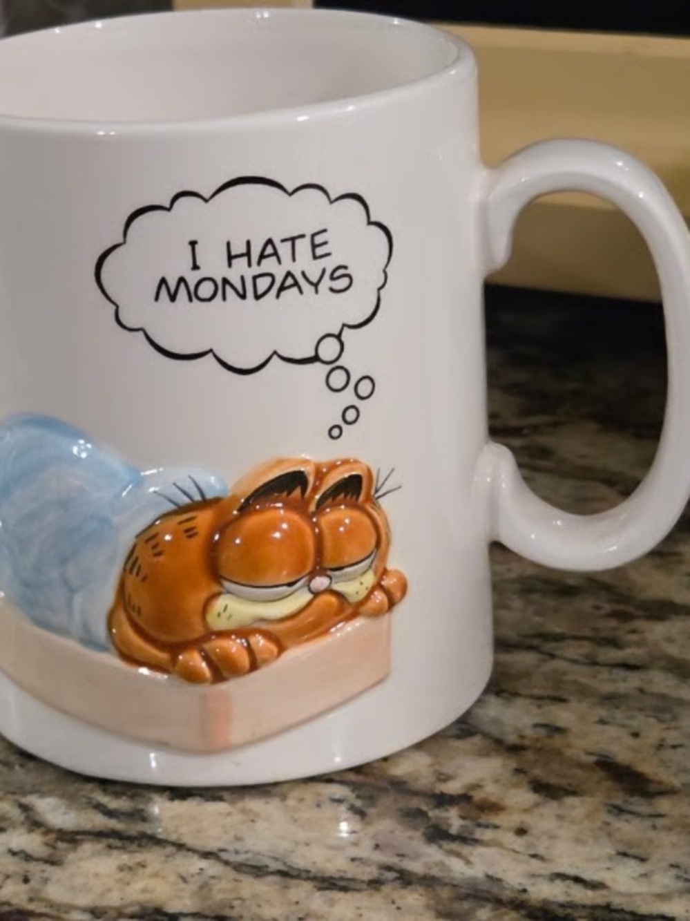 White Ceramic Garfield Mug with Orange Character Accent